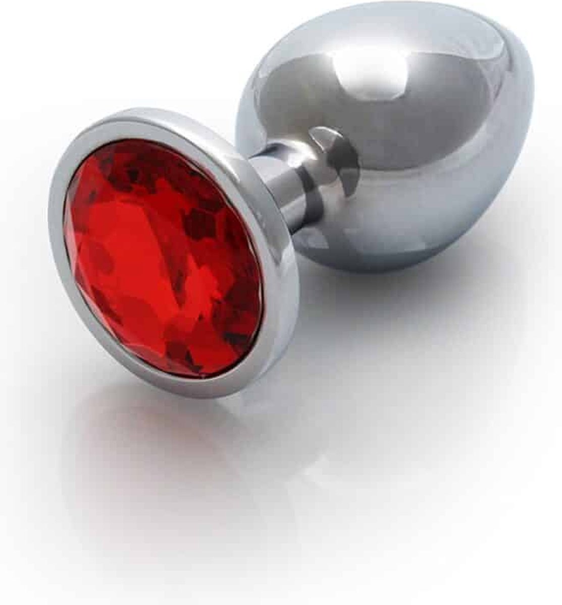 OUCH  METAL BUTT PLUG MEDIUM SILVER -RED
