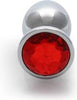 OUCH  METAL BUTT PLUG MEDIUM SILVER -RED