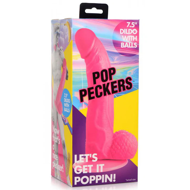 POP PECKERS DILDO7.5" ROSA NEON