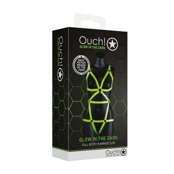 OUCH GLOW IN THE DARK FULL BODY HARNES L/XL