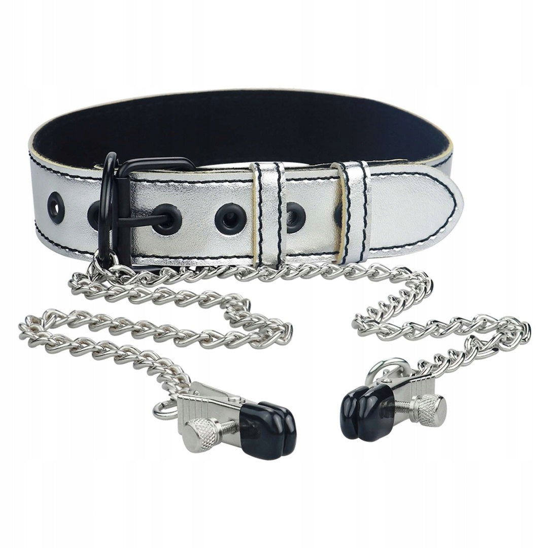 COLLAR SILVER WITH NIPPLE CLAMP