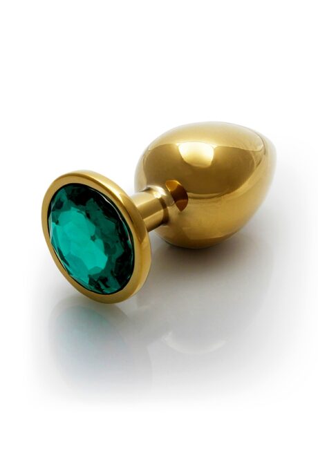 OUCH METAL BUTT PLUG LARGE GOLD EMERALD GREEN