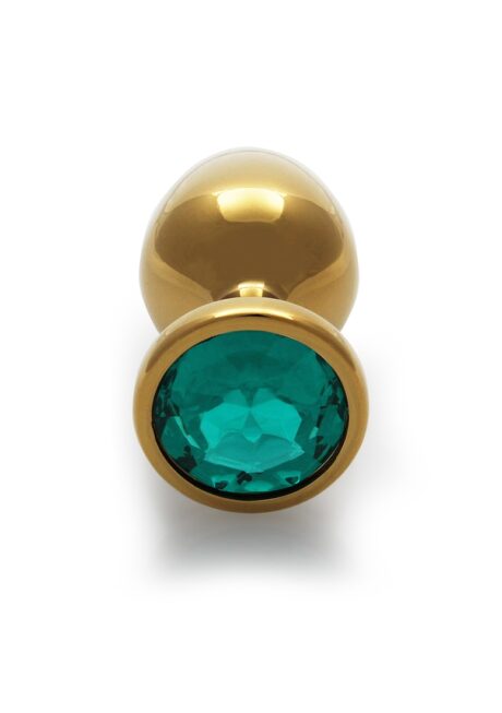 OUCH METAL BUTT PLUG LARGE GOLD EMERALD GREEN