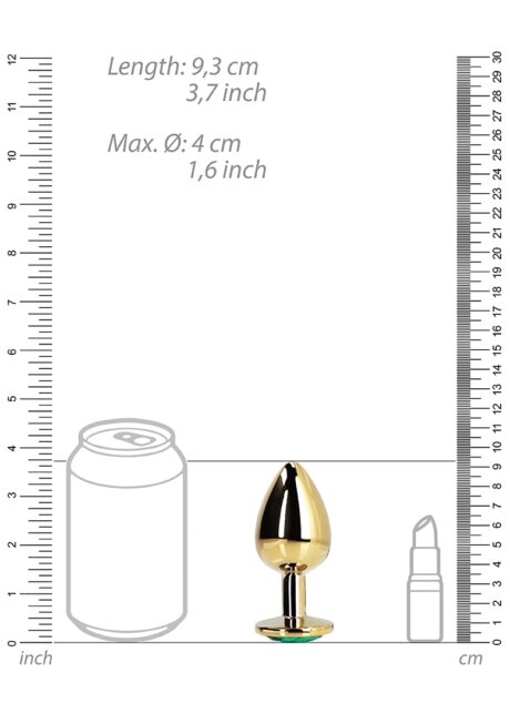 OUCH METAL BUTT PLUG LARGE GOLD EMERALD GREEN
