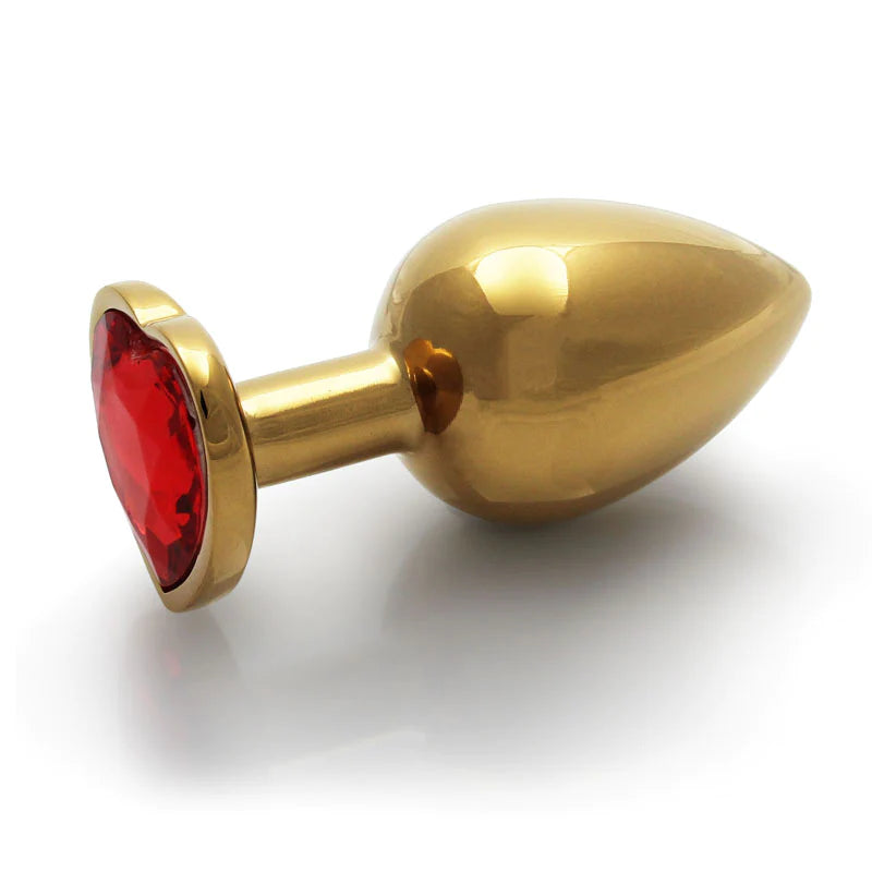 OUCH METAL BUTT PLUG LARGE GOLD -RUBY RED