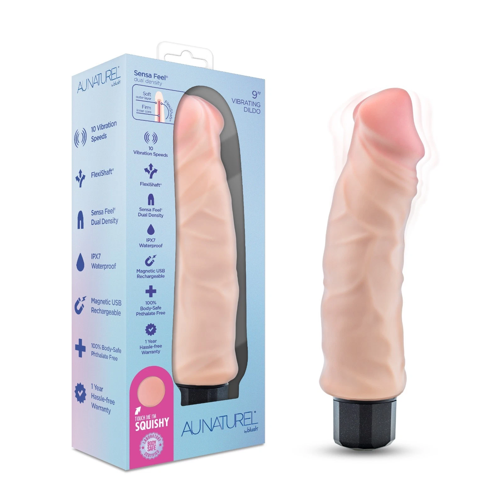 AU NATUREL 9" VIBRATING DILDO