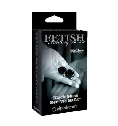 FETISH  BLACK GLASS BEN -WA BALLS  MEDIUM
